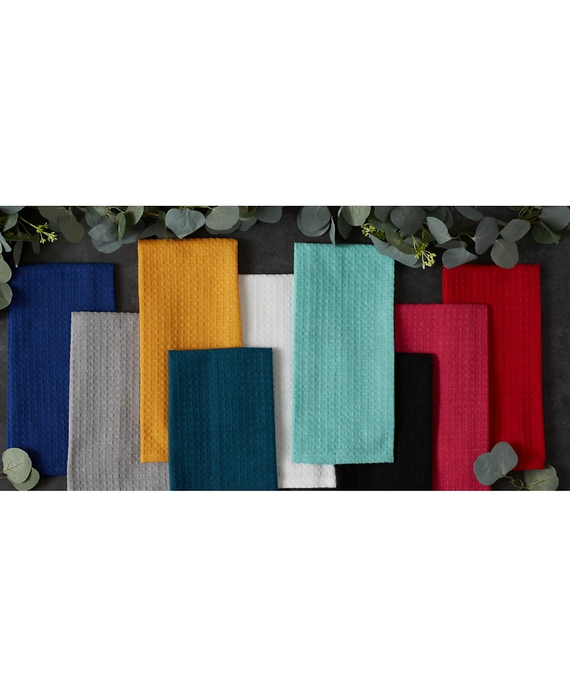Design Imports Cotton Kitchen Collection Dishtowel Set, 18x26", Black, 6 Piece