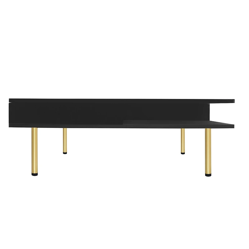 Streamdale Exquisite 2-tier white coffee table with gold legs