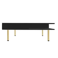 Streamdale Exquisite 2-tier white coffee table with gold legs