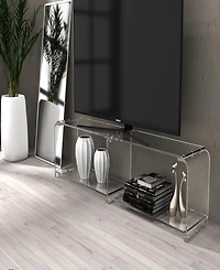 Fox Hill Trading Richard 71" W x 13.8" D x 16" H Two-Tier Acrylic Tv Stand