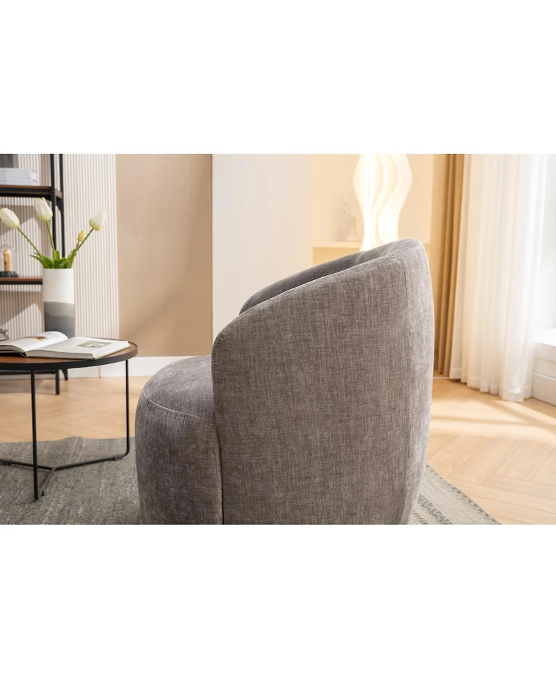 Streamdale Furniture Chenille Fabric Swivel Accent Armchair Barrel Chair With Black Powder Coating Metal Ring, Gray