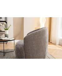 Streamdale Furniture Chenille Fabric Swivel Accent Armchair Barrel Chair With Black Powder Coating Metal Ring, Gray