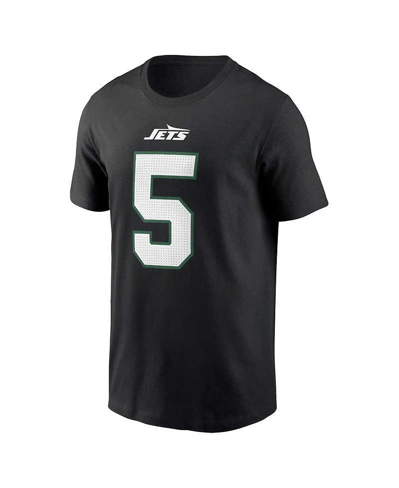 Nike Men's Garrett Wilson Black New York Jets Name Number T-Shirt