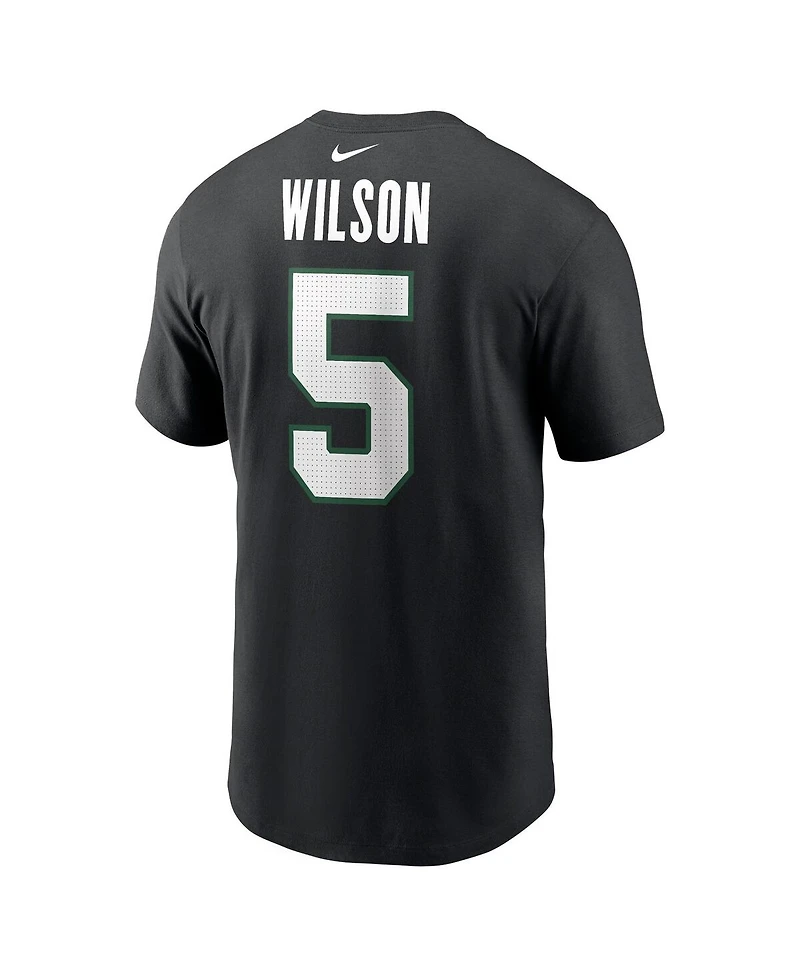 Nike Men's Garrett Wilson Black New York Jets Name Number T-Shirt