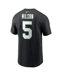 Nike Men's Garrett Wilson Black New York Jets Name Number T-Shirt