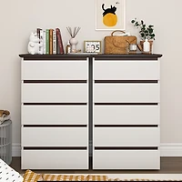 Streamdale Furniture 5 Drawer Tall White Dresser - Mid Century Modern Style