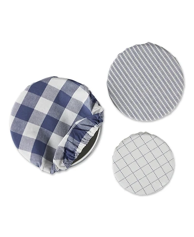 Design Imports Cloth Bowl Cover Collection Machine Washable, Cotton with Elastic Stretch for Food Storage, 10.25"/8.25"/7.5" Diameter, Farmhouse Plaid