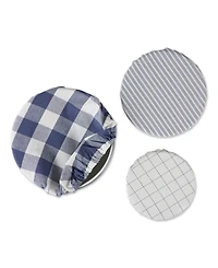 Design Imports Cloth Bowl Cover Collection Machine Washable, Cotton with Elastic Stretch for Food Storage, 10.25"/8.25"/7.5" Diameter, Farmhouse Plaid
