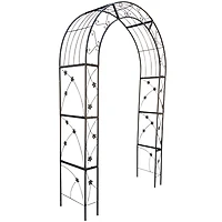 Outdoor Black Metal Garden Arbor Archway