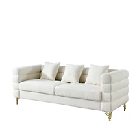 Streamdale Furniture White Teddy Oversized 3-Seater Sectional Sofa With Pillows