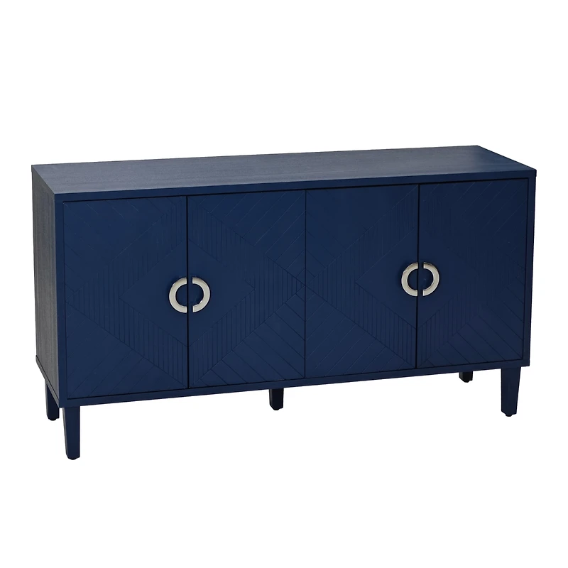 Streamdale Stylish 4-Door Storage Cabinet with Pine Legs - Navy Blue