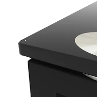 Simplie Fun Black Glass 2-Layer Tea Table Set