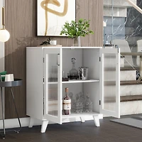Streamdale Modern Bathroom Cabinet with Glass Doors and Adjustable Shelf