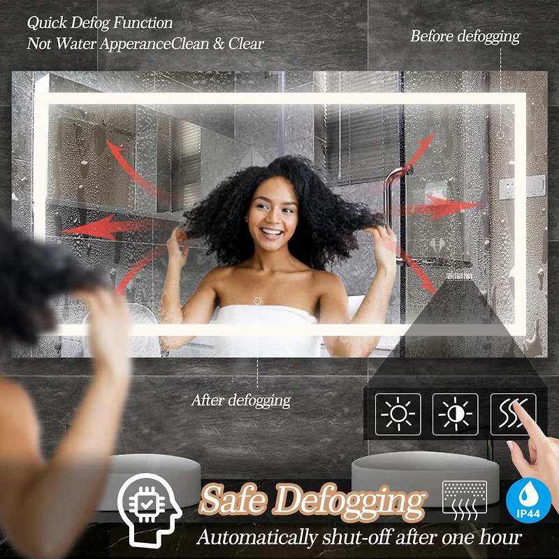 Streamdale Led Bathroom Vanity Mirror w/ Lights, Anti-Fog & Dimming