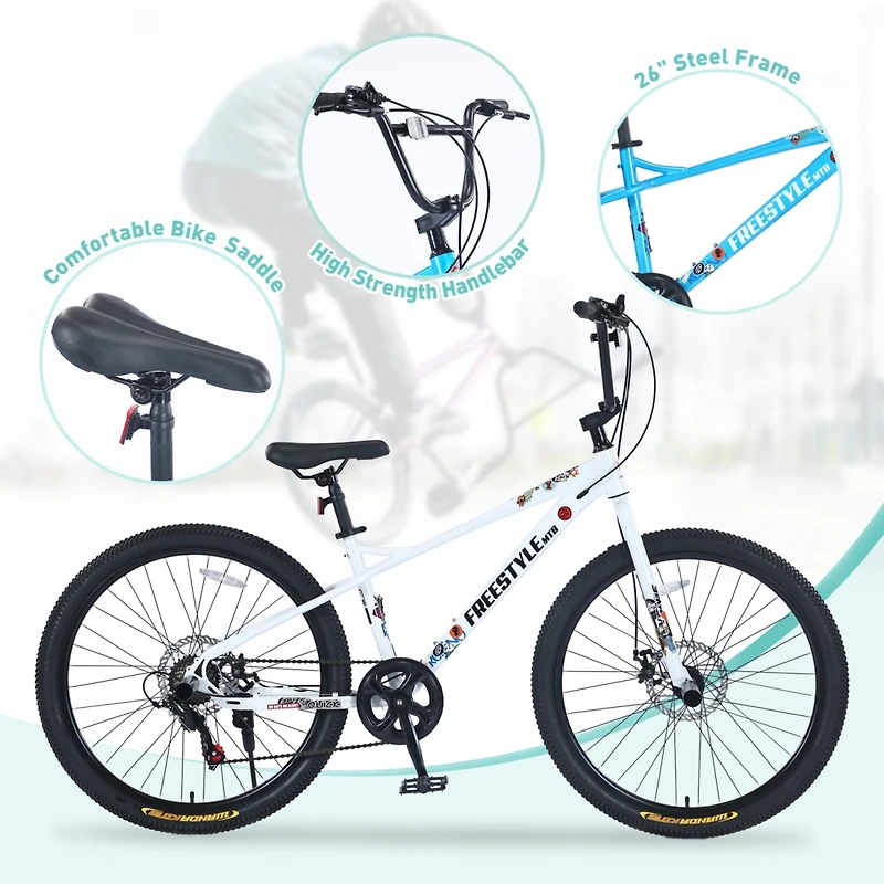 Streamdale Furniture 26" Freestyle Bike for Kids with Double Disc Brakes