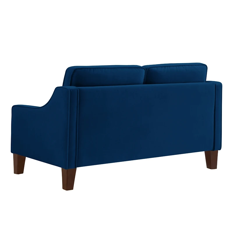 Streamdale Upholstered Velvet Loveseat Sofa with Wooden Legs, Navy