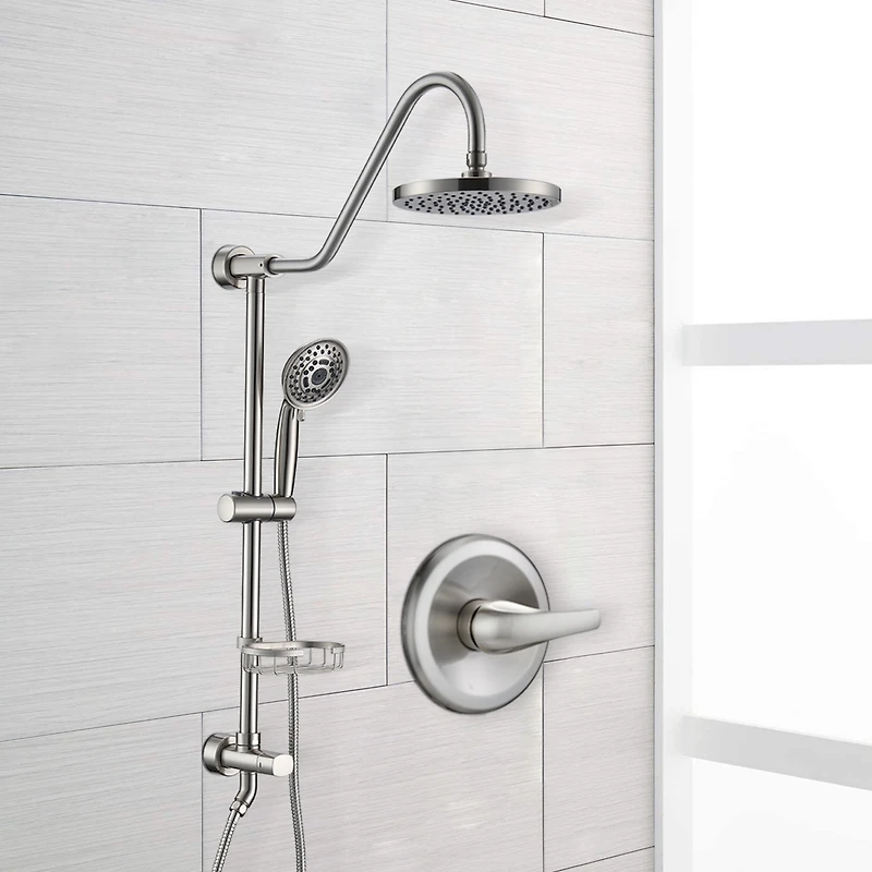 Shower Head With Handheld Shower System With 8" Rain Shower Head (Rough-In Valve Included)