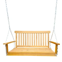 Simplie Fun Teak Wood Swing Bench for Outdoor Spaces