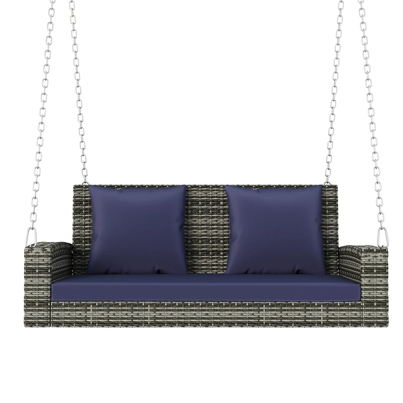 Streamdale Furniture 2-Person Wicker Hanging Porch Swing with Cushion