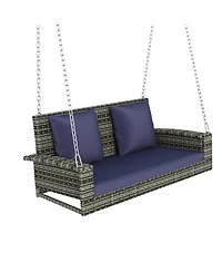 Streamdale Furniture 2-Person Wicker Hanging Porch Swing with Cushion
