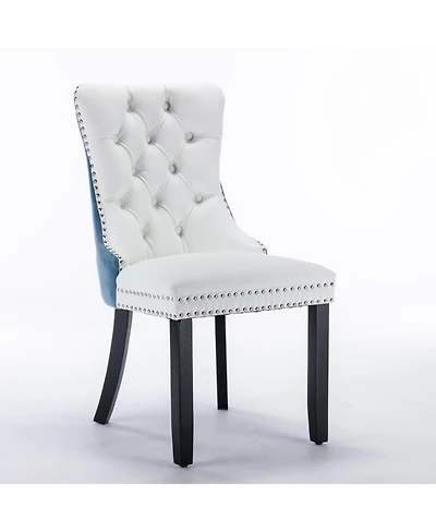 High-end Contemporary Dining Chair Set, White+Light Blue