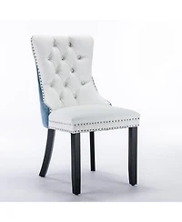 High-end Contemporary Dining Chair Set, White+Light Blue