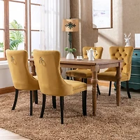 Streamdale Contemporary Gold Velvet Dining Chairs, Set of 2