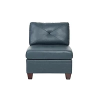 Simplie Fun Contemporary Genuine Leather 1 Piece Armless Chair Ink Blue Color Tufted Seat