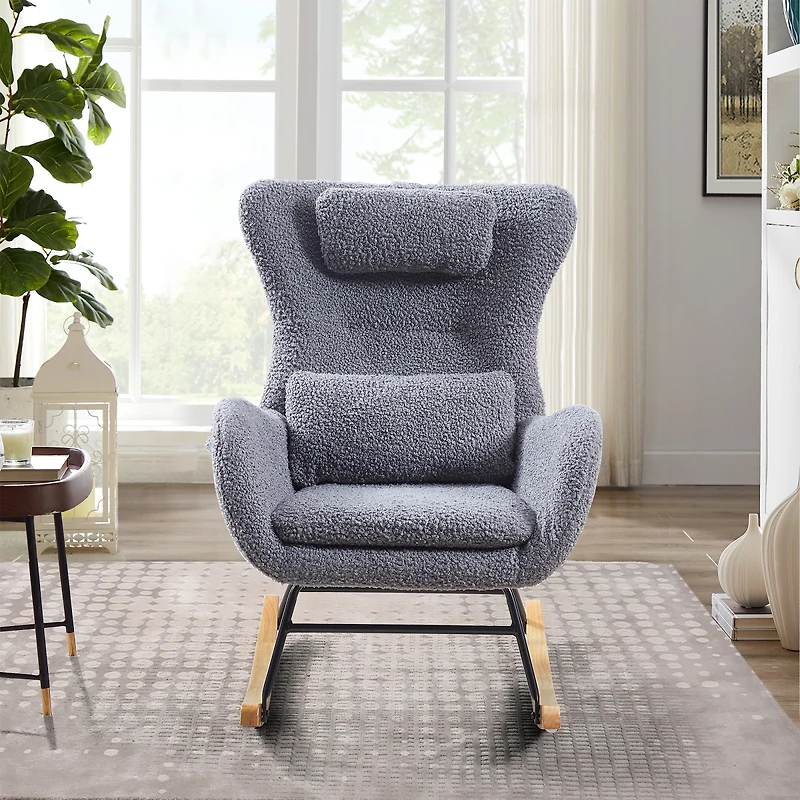Streamdale Rocking Chair Nursery, Modern Rocking Chair With High Backrest