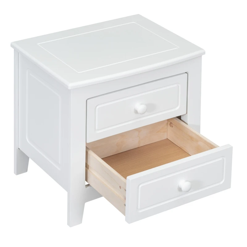 Simplie Fun 2-Drawer Nightstand For Bedroom, Mid Century Retro Bedside Table With Classic Design