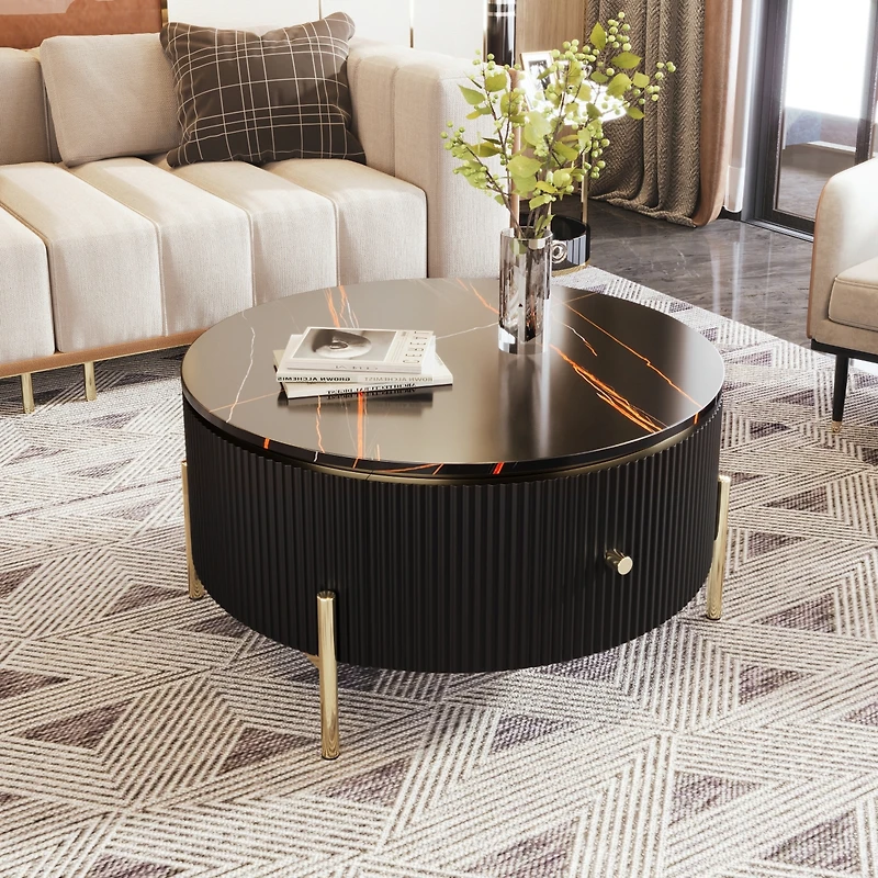 Streamdale Modern Round Coffee Table w/ 2 Drawers (31.5")