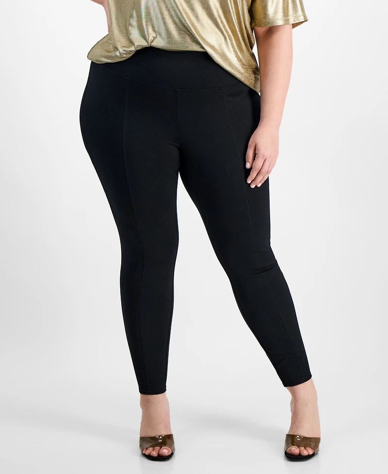 Bar Iii Trendy Plus High-Rise Seam-Front Leggings, Created for Macy's