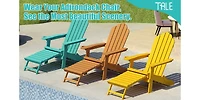 Simplie Fun Tale Folding Adirondack Chair with Pullout Ottoman with Cup Holder, Oversized, Poly Lumber, for Patio Deck Garden, Backyard Furniture, Eas