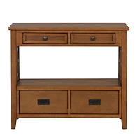 Simplie Fun 36" Farmhouse Pine Wood Console Table Entry Sofa Table With 4 Drawers & 1 Storage Shelf