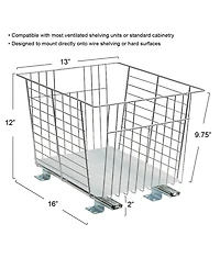 Household Essentials Glidez Steel Pull-Out/Slide-Out Storage Organizer with Plastic Liner for Under Cabinet or Wire Shelf Produce Bin Design