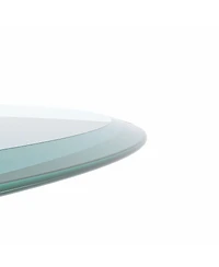 Streamdale Furniture 32 Inch Round Tempered Glass Table Top Clear Glass 3/8 Inch Thick Beveled Polished Edge