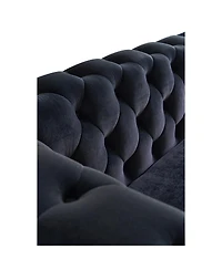 Streamdale Furniture Modern Tufted Velvet Sofa 87.4 Inch For Living Room Black Color