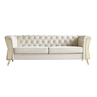 Simplie Fun Modern Tufted Velvet Sofa 87.4 Inch For Living Room Color