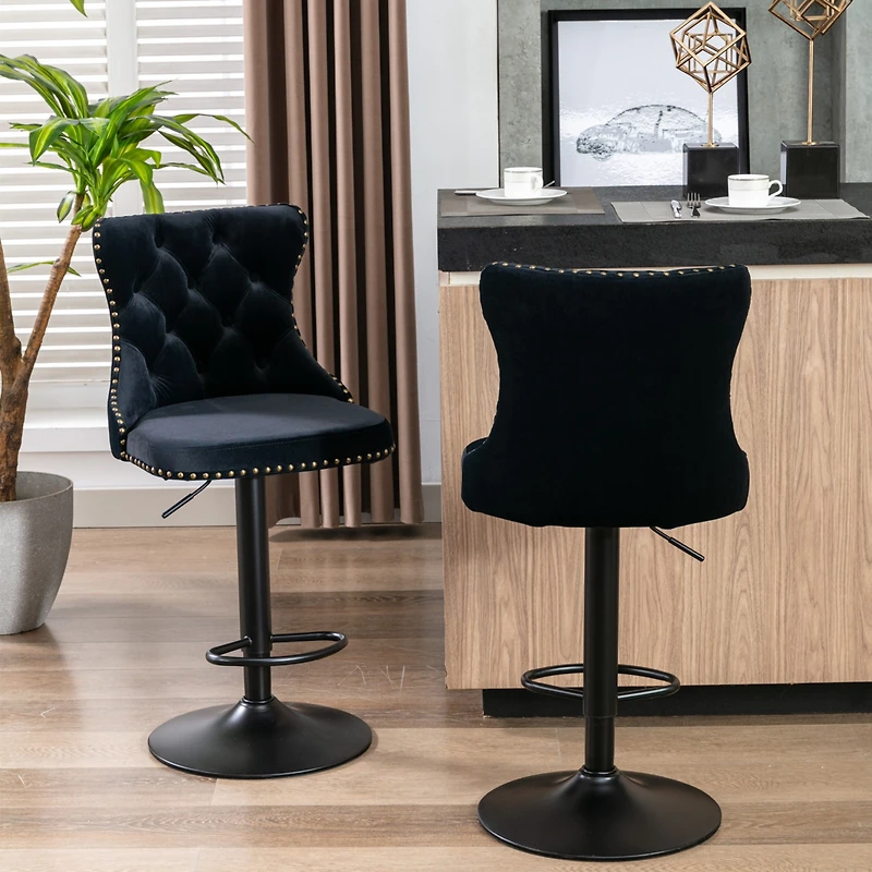 Simplie Fun Swivel Velvet Barstools Adjusatble Seat Height From 25-33 Inch, Modern