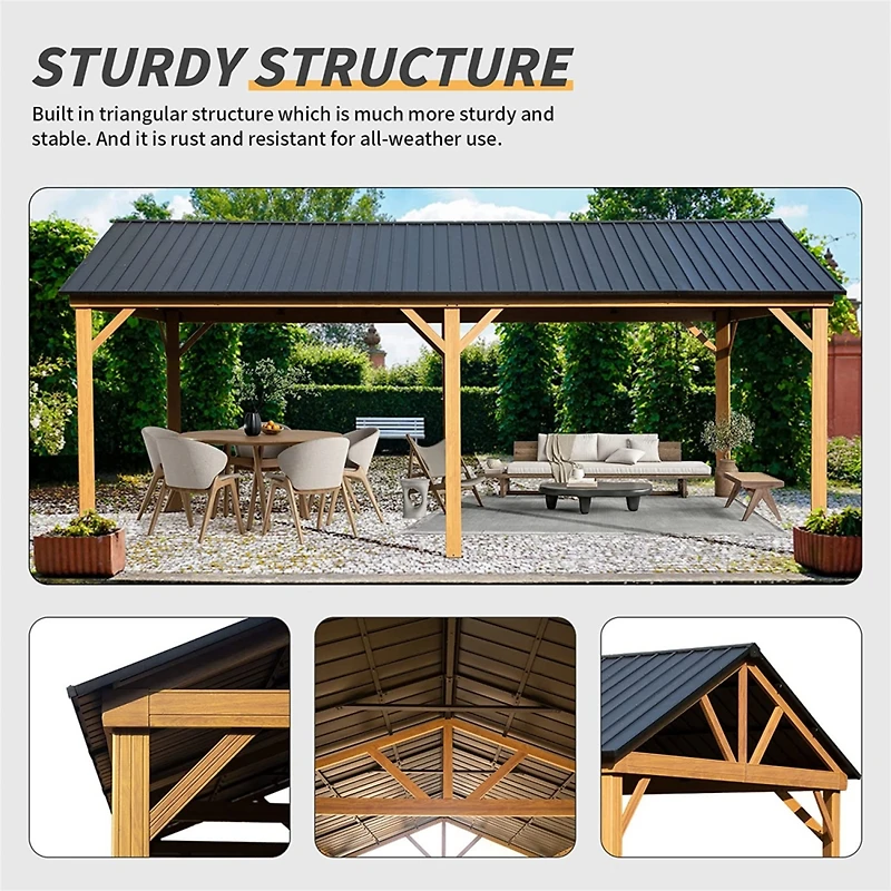Streamdale Wooden Frame Gazebo Outdoor Pavilion for Patio & Garden
