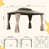 Streamdale Outdoor Hardtop Gazebo with Curtains and Net