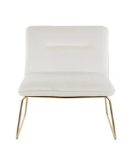 Simplie Fun Casper Contemporary Accent Chair In Gold Metal And Cream Velvet