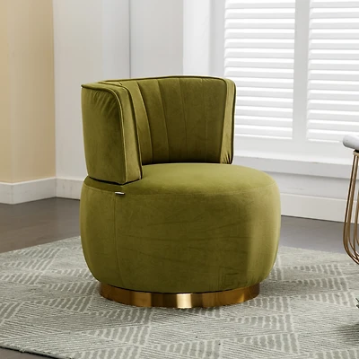 Streamdale Velvet Swivel Barrel Chairs for Living Room or Office