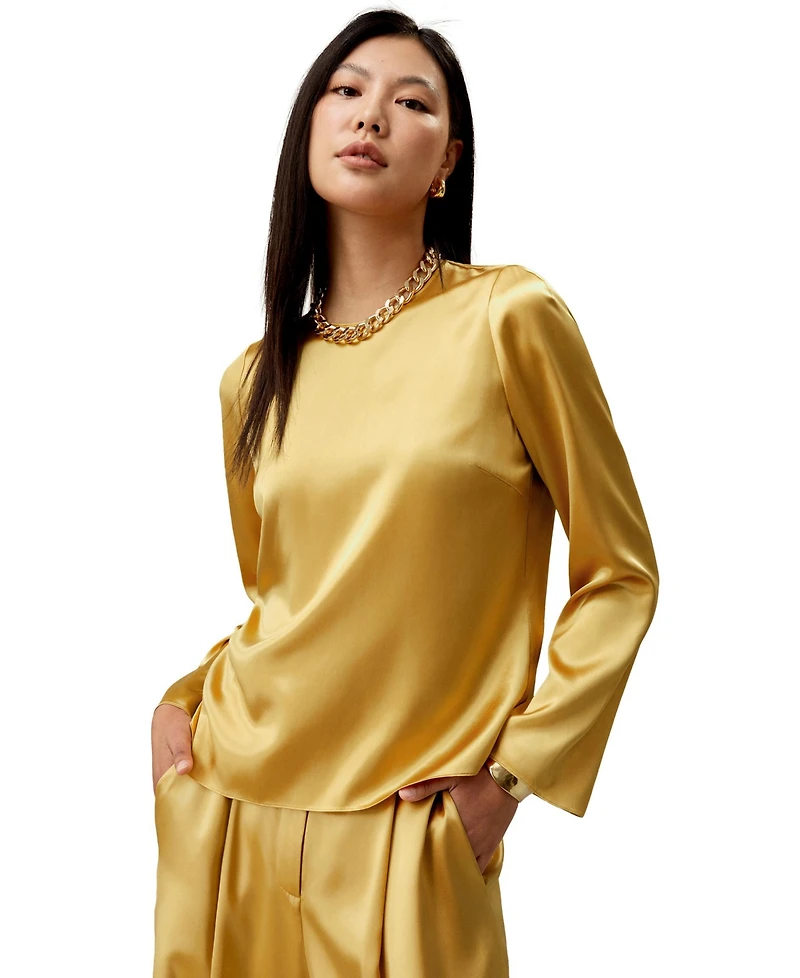 Minimalist Long Sleeve Silk Top for Women