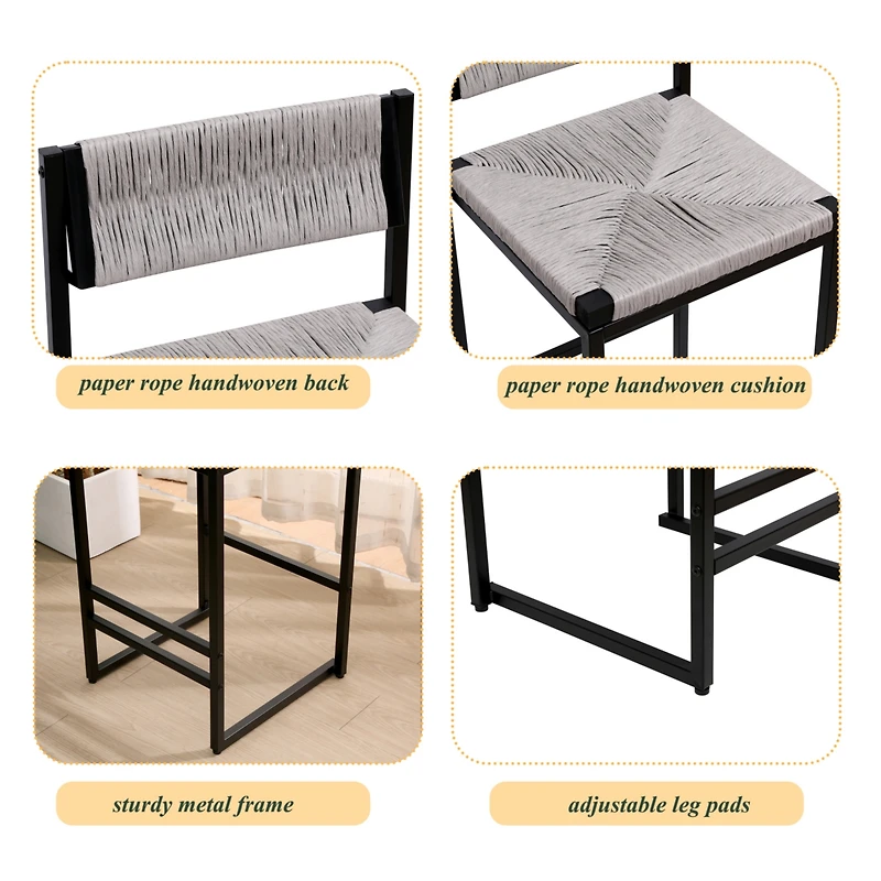 Simplie Fun Gray Handwoven Counter Height Bar Stools Set of 2