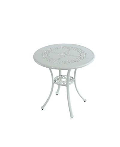 Mondawe Patio Table Round Outdoor Dinging Coffee Table with Umbrella Hole