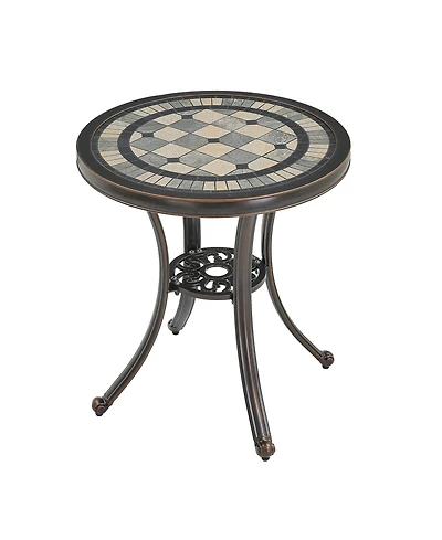 Mondawe Patio Table Round Outdoor Dinging Coffee with Umbrella Hole