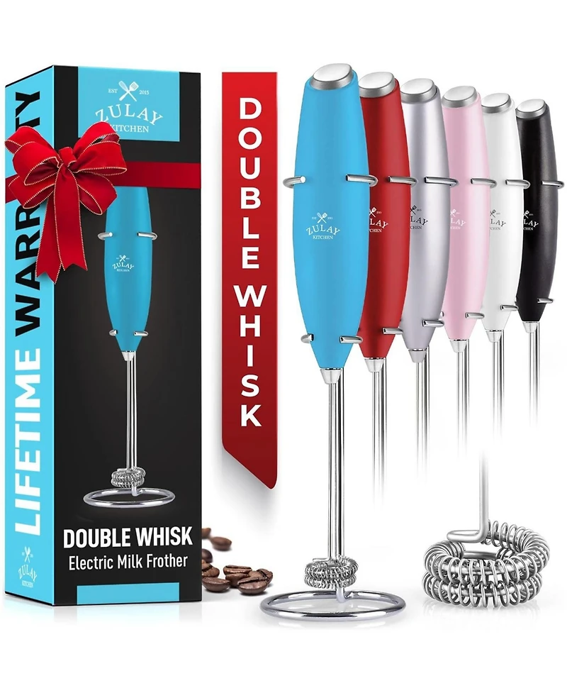 Double Whisk Milk Frother With Stand