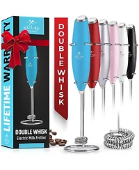 Double Whisk Milk Frother With Stand