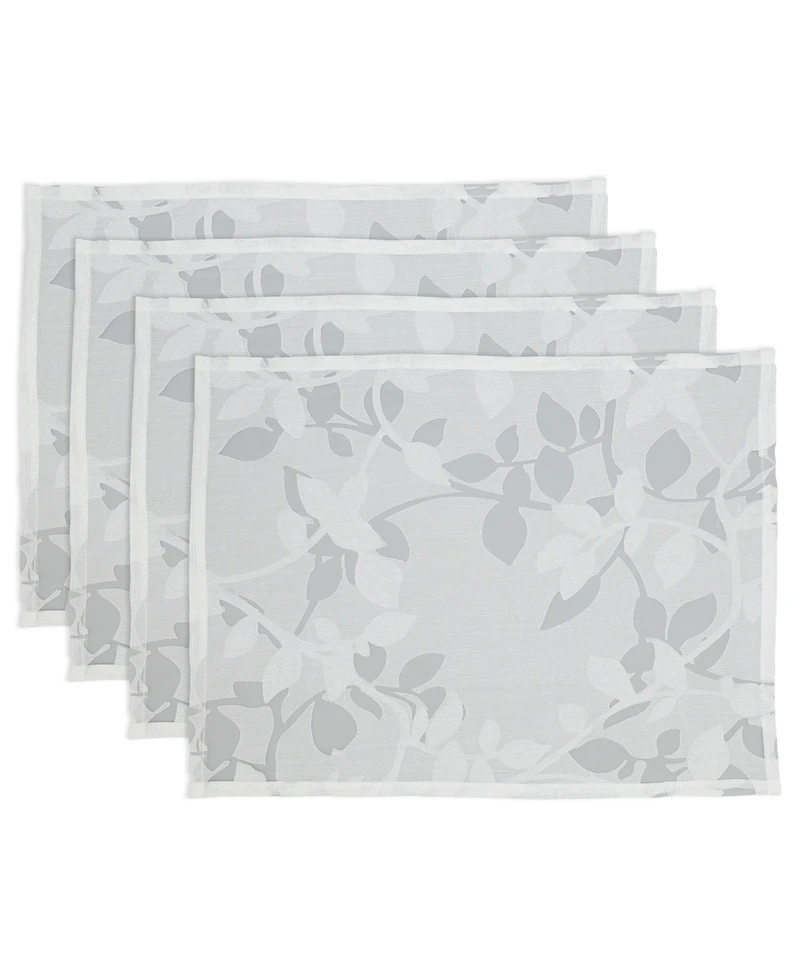 Saro Lifestyle Sheer Elegance Burnout Voile Vine Design Placemat Set of 4, 13"x19"